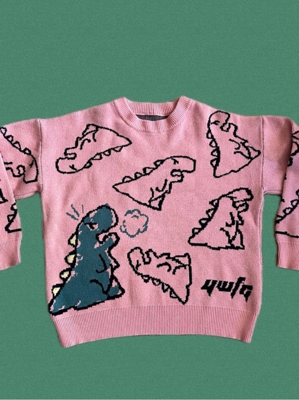 Pink Dinosaur Graphic Sweater by Reason, similar to a Dressed in LaLa Design L